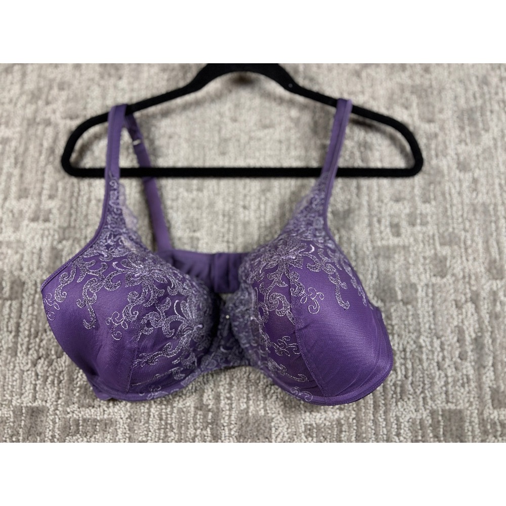 Playtex Underwire Bra 40D Purple Love My Curves Embroidered Mesh 4513